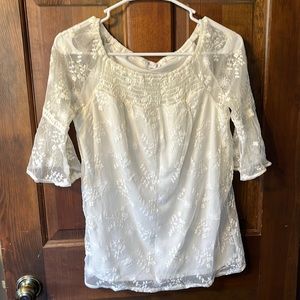 White lace embroidered blouse